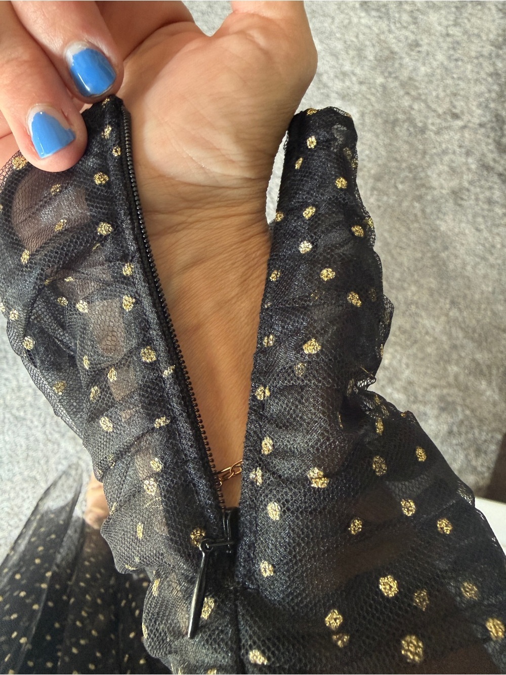 NWT Zimmermann Black Sparkle Tulle Mini Dress Puff Sleeve Polka Dot Size 6 - Picture 9 of 11